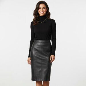 NEIMAN MARCUS LEATHER COLLECTION SZ XS BLACK SKIRT MIDI PENCIL